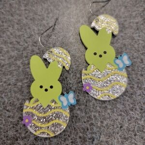 Playful Bunny Earrings with Glitter Accents